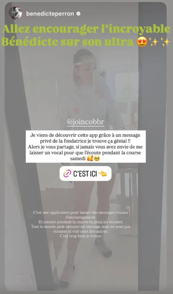 Bénédicte Perron — retour Cobbr sur Instagram