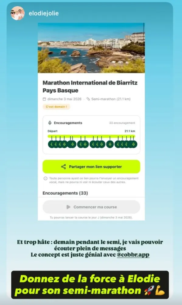 Élodie Jolie — retour Cobbr sur Instagram